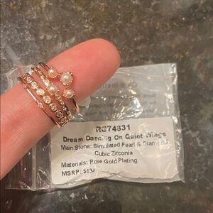 Dream Dancing on Quiet Wings Rose Gold Ring Set